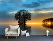 Fototapeta na ścianę tapeta na fizelinie do salonu, drzewa, jezioro, zachód słońca 10074 Naklejkomania - zdjecie 1 - miniatura
