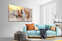 Obraz na ramie płótno canvas- pejzaż, konie, galop 15091 Naklejkomania - zdjecie 2 - miniatura