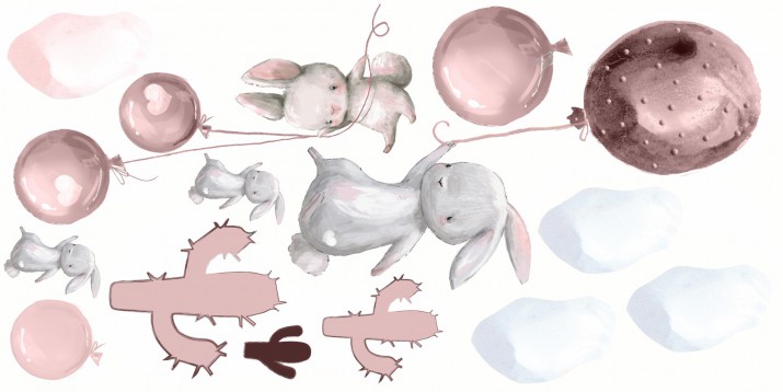 Naklejki na ścianę dla dzieci - balony, chmurki 9834 - zdjęcie 2