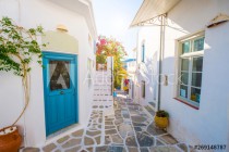 Street of Greek village with white houses Naklejkomania - zdjecie 1 - miniatura
