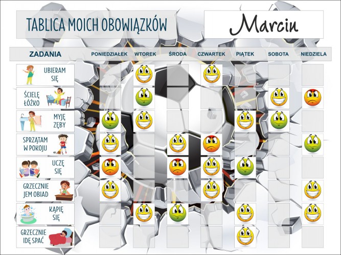 Tablica motywacyjna magnetyczna tablica z obowiązkami piłka 4529 - zdjęcie 4