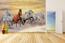 Fototapeta na ścianę tapeta na fizelinie do salonu konie łąka 10581 Naklejkomania - zdjecie 1 - miniatura