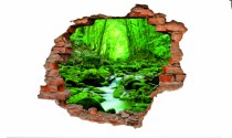 Naklejka na ścianę, dziura 3D  cegły góry jezioro 3049 Naklejkomania - zdjecie 2 - miniatura