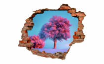 Naklejka na ścianę, dziura 3D  cegły zima drzewo 3139 Naklejkomania - zdjecie 2 - miniatura