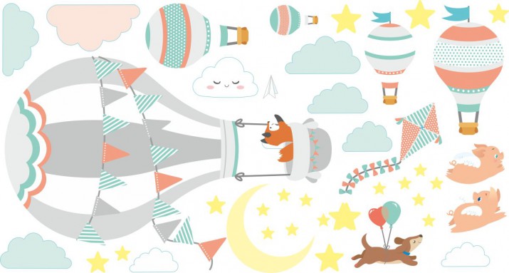 Naklejka ścienna dla dzieci -  balony, niebo 9738 - zdjęcie 3