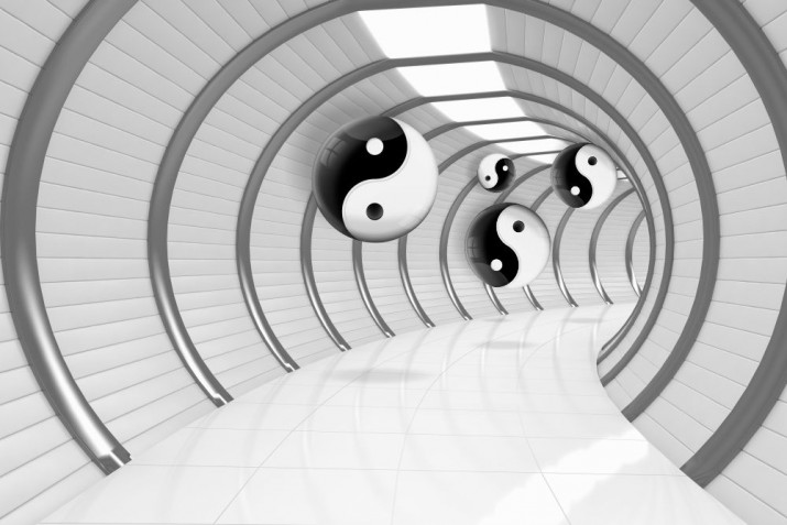 Tapeta fizelinowa na ścianę, tapeta do salonu sypialni tunel 3d ying yang 10687 - zdjęcie 2