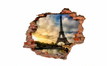 Naklejka na ścianę, dziura 3D  cegły miasto Paryż Wieża Eiffla niebo 3094 Naklejkomania - zdjecie 2 - miniatura