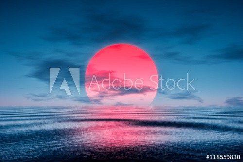 a red sunset over the blue sea - zdjęcie 1