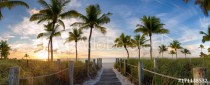 Panorama view of footbridge to the Smathers beach at sunrise - Key West, Florida. Naklejkomania - zdjecie 1 - miniatura