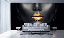 Wyprzedaż Fototapety na ścianę MITYLON kobieta usta złoto 9935 - szerokość 360 wysokośc 240 Naklejkomania - zdjecie 1 - miniatura
