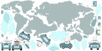 Naklejka ścienna - mapa świata auta 41393 Naklejkomania - zdjecie 2 - miniatura