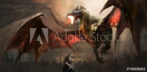 knight fighting dragon Naklejkomania - zdjecie 1 - miniatura