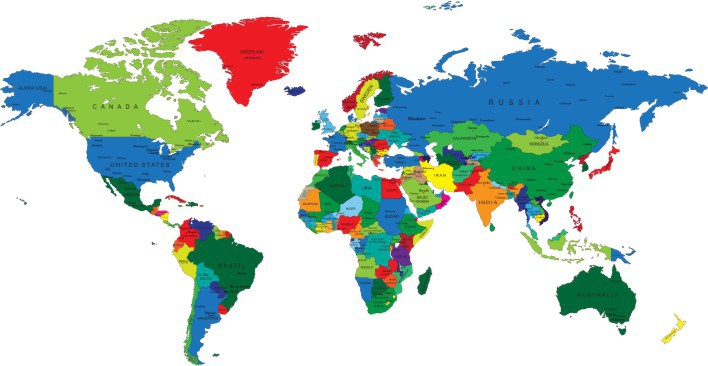 Naklejka ścienna - mapa świata kolorowa angielska mapa 1 - zdjęcie 2