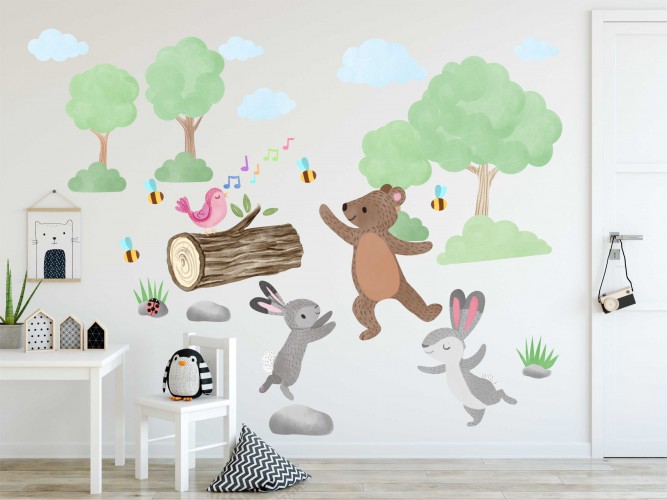 Naklejki dla dzieci na ścianę  40304 króliki balony Naklejkomania - zdjecie 1