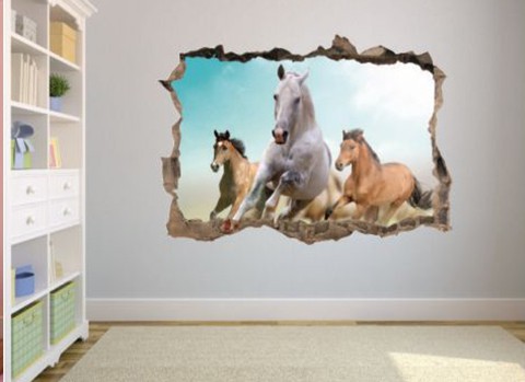 Naklejka na ścianę, dziura 3D, 307 konie Naklejkomania - zdjecie 1