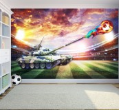 Fototapeta na ścianę tapeta na fizelinie dla dzieci boisko piłka nożna czołg 10718 Naklejkomania - zdjecie 1 - miniatura