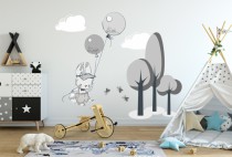 Naklejka ścienna dla dzieci - balony, chmurki, drzewka 9810 Naklejkomania - zdjecie 1 - miniatura