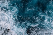Aerial view to ocean waves. Blue water background Naklejkomania - zdjecie 1 - miniatura