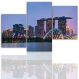 Tryptyk do salonu - Pejzaż, miasto, Singapur, zachód słońca 12025 Naklejkomania - zdjecie 1 - miniatura