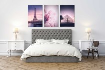 Obrazy na ścianę sypialni, salonu Paryż, wieża Eiffla, Luwr, kwiaty, pastele 20269 Naklejkomania - zdjecie 2 - miniatura