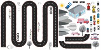 Naklejki dla dzieci - bajka, tor wyścigowy, droga, auta, góry 15219 Naklejkomania - zdjecie 2 - miniatura