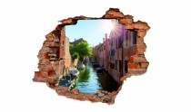 Naklejka na ścianę, dziura 3D  cegły Wenecja miasto 3056 Naklejkomania - zdjecie 2 - miniatura
