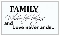 618 Napisy na ścianę naklejki ścienne Family where life begins Love never ends Naklejkomania - zdjecie 2 - miniatura