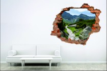 Naklejka na ścianę, dziura 3D  cegły góry szlak 3041 Naklejkomania - zdjecie 1 - miniatura