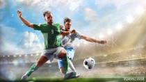 Soccer players in action on the day grand stadium background panorama Naklejkomania - zdjecie 1 - miniatura