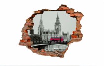 Naklejka na ścianę, dziura 3D  cegły miasto Londyn autobus 3105 Naklejkomania - zdjecie 2 - miniatura