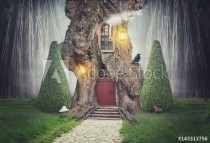 Fairy tree house in fantasy forest Naklejkomania - zdjecie 1 - miniatura