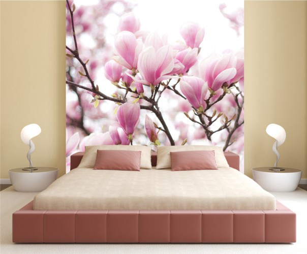 Fototapeta na ścianę tapeta na fizelinie do sypialni kwiaty magnolii 10089