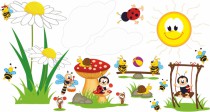 Naklejka ścienna dla dzieci -  pszczółki, polana zestaw 9529 Naklejkomania - zdjecie 3 - miniatura