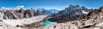 Panoramic view of Himalayan Mountains from Gokyo Ri (5,360m) with Gokyo Lake, Everest, Nuptse, Lhotse, Phari Lapcha and More, Gokyo, Sagarmatha national park, Everest Base Camp 3 Passes Trek, Nepal Naklejkomania - zdjecie 1 - miniatura