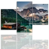 Tryptyk do salonu - Pejzaż, góry, jezioro 12027 Naklejkomania - zdjecie 1 - miniatura