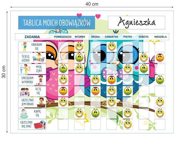 Tablica motywacyjna magnetyczna tablica z obowiązkami sowy 4531 - zdjęcie 5