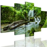 Obrazy 5 częściowe-  Las, pejzaż, wodospad 12285 Naklejkomania - zdjecie 1 - miniatura