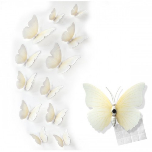 Motyle 3D na magnes, naklejka, BIAŁE,DP - 1