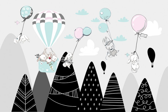 Fototapeta do pokoju dziecięcego na ścianę 41326 góry balony - zdjęcie 2