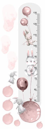 Naklejka ścienna dla dzieci -  miarka wzrostu króliki gwiazdki balony 41252 - zdjęcie 2
