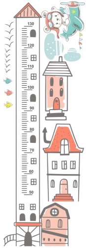 Naklejka ścienna dla dzieci -  miarka wzrostu misiu domki 40030 - zdjęcie 1