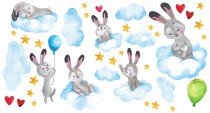 Naklejki dla dzieci - bajka, króliczki chmurki, balony .Motyw 10349 Naklejkomania - zdjecie 2 - miniatura