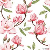 Beautiful watercolor pattern with flowers magnolia . illustrations Naklejkomania - zdjecie 1 - miniatura