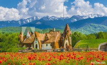 Clay Castle of the Valley of Fairies, Porumbacu village, Sibiu landmark, Romania Naklejkomania - zdjecie 1 - miniatura
