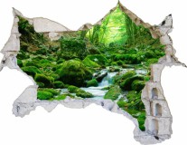 Naklejka na ścianę, dziura 3D las drzewa jezioro wodospad 3530 Naklejkomania - zdjecie 2 - miniatura