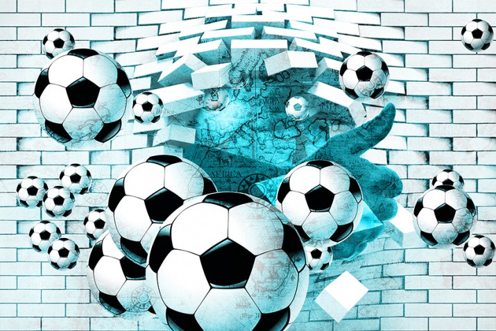 Fototapeta piłkarska  na ścianę tapeta na fizelinie dla dzieci młodzieży 3d z piłkami 9103 sport - zdjęcie 2