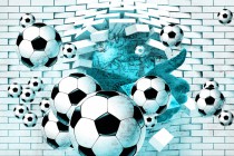 Fototapeta piłkarska  na ścianę tapeta na fizelinie dla dzieci młodzieży 3d z piłkami 9103 sport Naklejkomania - zdjecie 2 - miniatura