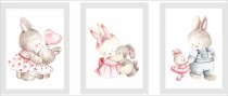 Zestaw trzech plakatów plakaty na ścianę w ramie rodzina słodkich króliczków KD027 Naklejkomania - zdjecie 3 - miniatura