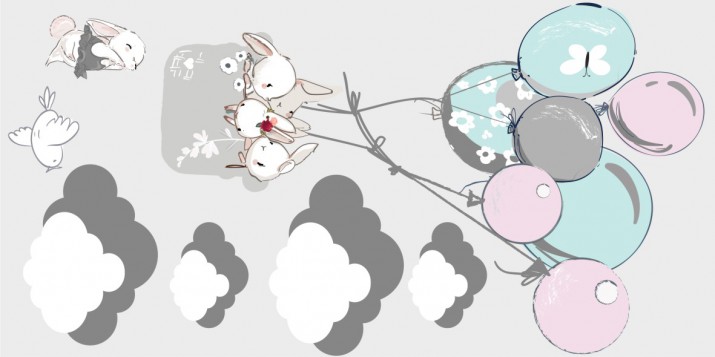 Naklejka ścienna dla dzieci - balony, chmurki, drzewka 9814 - zdjęcie 2
