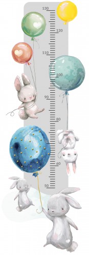 Naklejka ścienna dla dzieci -  miarka wzrostu króliczki balony 41503 Naklejkomania - zdjecie 1